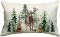 Linen Christmas pillow case with watercolor winter forest animals like deer and fox - Style Z (Single-sided)