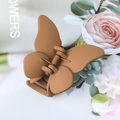 Matte dark khaki butterfly hair claw clip with frosted texture for elegant styling - Earthy Yellow