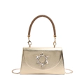 Elegant champagne gold evening crossbody bag with sparkling sunflower rhinestone decoration - Gold