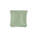 Waterproof PU leather squeeze pouch in sage green with metal closure for lipstick - Matcha Green