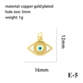 Evil Eye pendant in gold plated copper with blue enamel and dimensions 16mm x 12mm - Gold Eye Shape Light Blue Eye (E-5)
