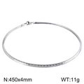 Silver 4mm flat omega chain choker necklace with lobster clasp, 450mm length 11g - Smooth Medium Style (KN107110-Z)