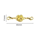 Goldener Magnetverschluss mit Rose und Karabinerhaken sowie 45mm Längenangaben - Blume Gold