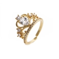 Rose gold crown ring with pear-shaped zircon stones and adjustable open band design - Adjustable Open / Gold Crown Style (CR0121CX)