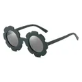 Kids flower shaped sunglasses in matte dark green with UV protection lenses - Kids / C1 Dark Green Frame Grey Lens
