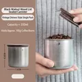 350ML stainless steel coffee bean storage jar with walnut lid and bird pattern - Distressed Style / Small (400ml)