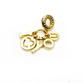 Macro shot of gold-plated I Love You heart charm with micro-set zircon for snake chain - I LOVE YOU Letter Heart