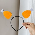Funny fried chicken leg headband with orange felt pieces on a black plastic band - Chicken Drumstick Spring Hairband