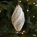 Silver oval Christmas ornament with white wave patterns and glitter finish, 11x5.5cm size - Oval Foam Ball Style B