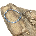 Elegant titanium bracelet featuring blue rectangle zircon stones and silver metal chain - 3.0mm Dark Blue Stone-16+5CM