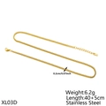 Detail of 18K gold-plated stainless steel box chain with size and weight dimensions - 2mm Wide Gold Box Necklace