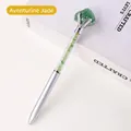 Green aventurine crystal ballpoint pen with silver metal accents and floating stones - Aventurine Jade