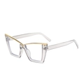 Montatura per occhiali cat-eye in resina trasparente con elegante inserto metallico dorato - Oro Grigio
