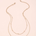 Double-layered gold snake chain necklace with small beads and lobster clasp closure - Bead Chain Gold