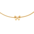 Collana a catena dorata con pendente a fiocco di strass e perla sintetica centrale - Collana di Perle Con Fiocco (1#)