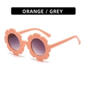 Cute flower-shaped sunglasses for kids with orange matte frame and grey gradient lenses - Glossy Orange Frame Grey Lens