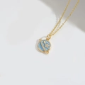Vintage star planet pendant necklace in gold finish with blue and white enamel details - Light Blue Planet