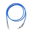 Blue braided wax thread eyewear strap with anti-slip silicone loops and metal adjusters - Blue