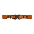 Ceinture élastique marron vintage avec double boucle et motif sculpté rétro creux - Camel Boucle Argent