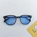 Occhiali da sole retrò classici da uomo con montatura nera e lenti azzurre trasparenti - Nero