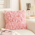 Princess style pink floral decorative pillow case with soft textured 3D petal fabric - Pink Leaf Square Pillowcase (Cover Only) / 18x18 Inch