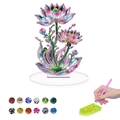 DIY 5D diamond painting kit featuring a lotus acrylic stand with vibrant colorful rhinestones - Lotus