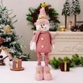 Muñeco de nieve rosa de Navidad con patas telescópicas y ropa de lentejuelas - Muñeco de Nieve Telescópico Rosa