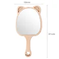 Handheld bear-shaped wooden beauty mirror with handle, light wood grain, size 18x31cm - Cute Bear/Large