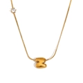 Collier doré plaqué or 18K avec pendentif lettre Z bulle et un zircon blanc brillant - Or-Lettre Z