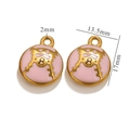 Pink and gold round enamel pendant with number 8 for DIY jewelry making 17mm - Baseball-Pink