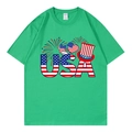 T-shirt oversize en coton vert clair avec imprimé lettres USA et drapeau - Vert