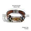 S2305-19 Brown Leather Ruby Decoration Bracelet