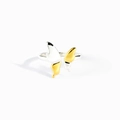 Polished S925 sterling silver butterfly ring with elegant two-tone gold and silver finish - US Size 7 Adjustable / Two-Tone Platinum and Gold