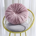 Pink purple round velvet pumpkin cushion with handcrafted pleats on a golden chair - Ice Pink