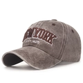 Cappellino da baseball marrone scuro slavato vintage con ricamo New York 1625 - caffè