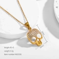 Pendentif tête de mort doré avec strass scintillants pour style mode hip-hop - Couleur Or (N0153G)