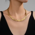 Braided gold PVD plated stainless steel snake chain necklace for women - Gold Braided Flat Snake Chain