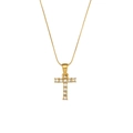 18K gold plated stainless steel thin snake chain necklace with zircon letter T pendant - Letter T