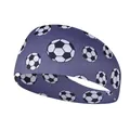 Elastic sports headband in grey featuring a soccer ball pattern for fitness training - Soccer Dark Grey