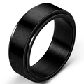 Macro detail of 8mm black stainless steel ring with brushed texture and polished edges - US 6 / Black