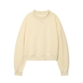 Minimalist cream long-sleeved crewneck sweatshirt in premium cotton flat lay view - S / Light Yellow
