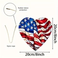 8-inch American eagle heart wall decor with flag print and nylon rope for hanging - Heart Shape Flag