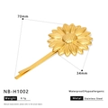 Pinza para el pelo de girasol dorado de acero inoxidable con acabado pulido y duradero - Estilo Girasol (NB-H1002)