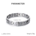 Vue détaillée du bracelet en acier au tungstène argenté avec ses dimensions et son poids - Style Argent Brillant (KB183688-TS)