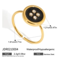 Verstelbare gouden roestvrijstalen ring met zwarte knoopbedel en heldere zirkoon - Knoop Stijl Open Ring (JDR0210004)
