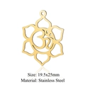 Golden lotus flower charm with Om symbol in stainless steel, size 19.5x25mm - Gold Om Symbol (19.5x25mm) / 5 Pcs/Pack