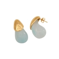 Minimalistische gold-blaue Tropfenohrstecker aus hochwertigem Edelstahl für Damen - Blau