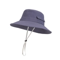 Dark grey outdoor sun hat with wide brim and adjustable drawstring for fishing - Gray