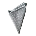 Gray striped business pocket square for men with white stitched edges and woven texture - Grey Pinstripe (18)