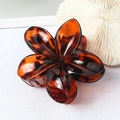 Elegant amber flower hair claw clip with tortoise shell pattern and glossy finish - Glossy Red Leopard